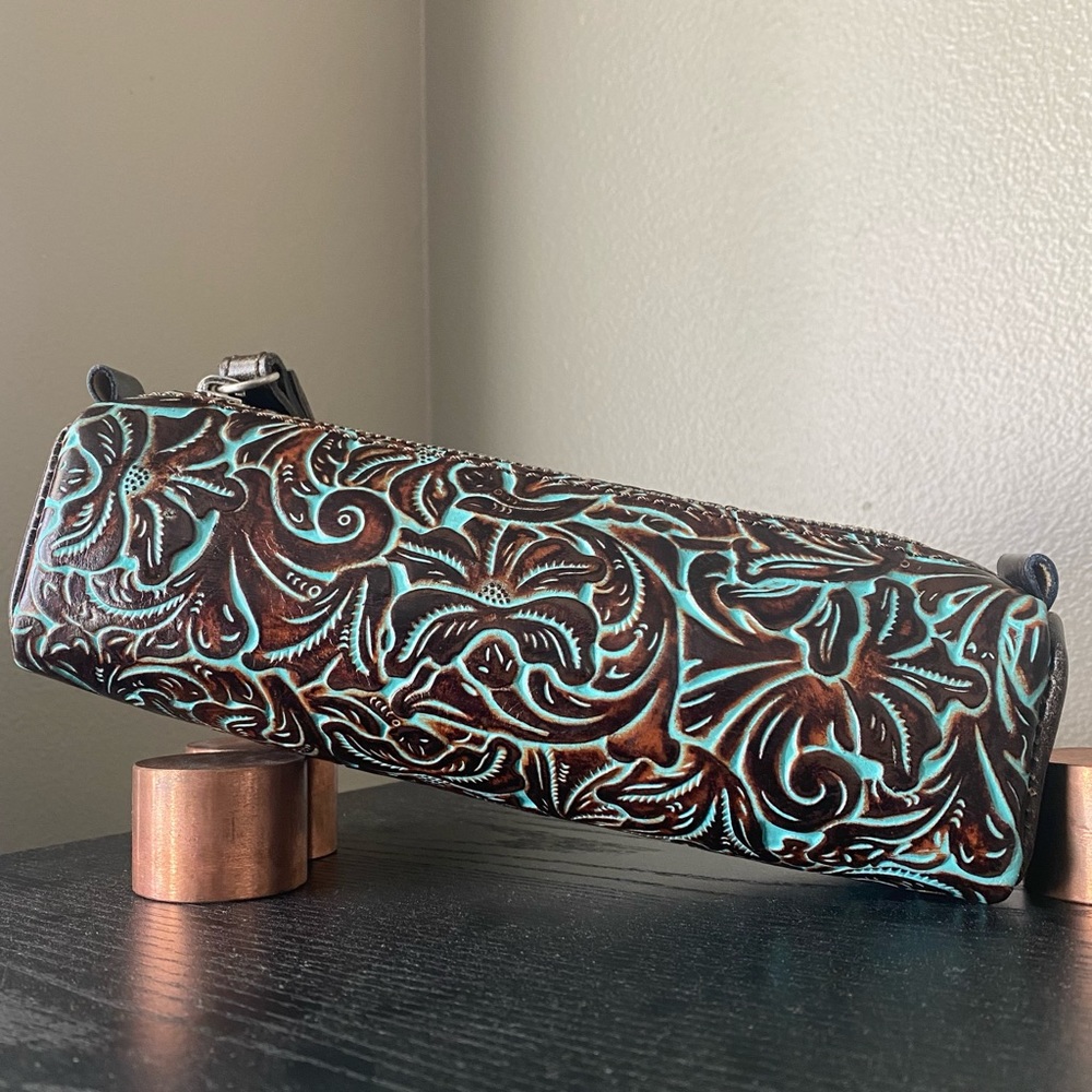 Patricia Nash Isla Tooled Turquoise Wristlet
